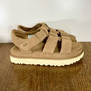 New Ugg Goldenstar Strap Suede Platform Sandal Women’s Various Sizes Chestnut